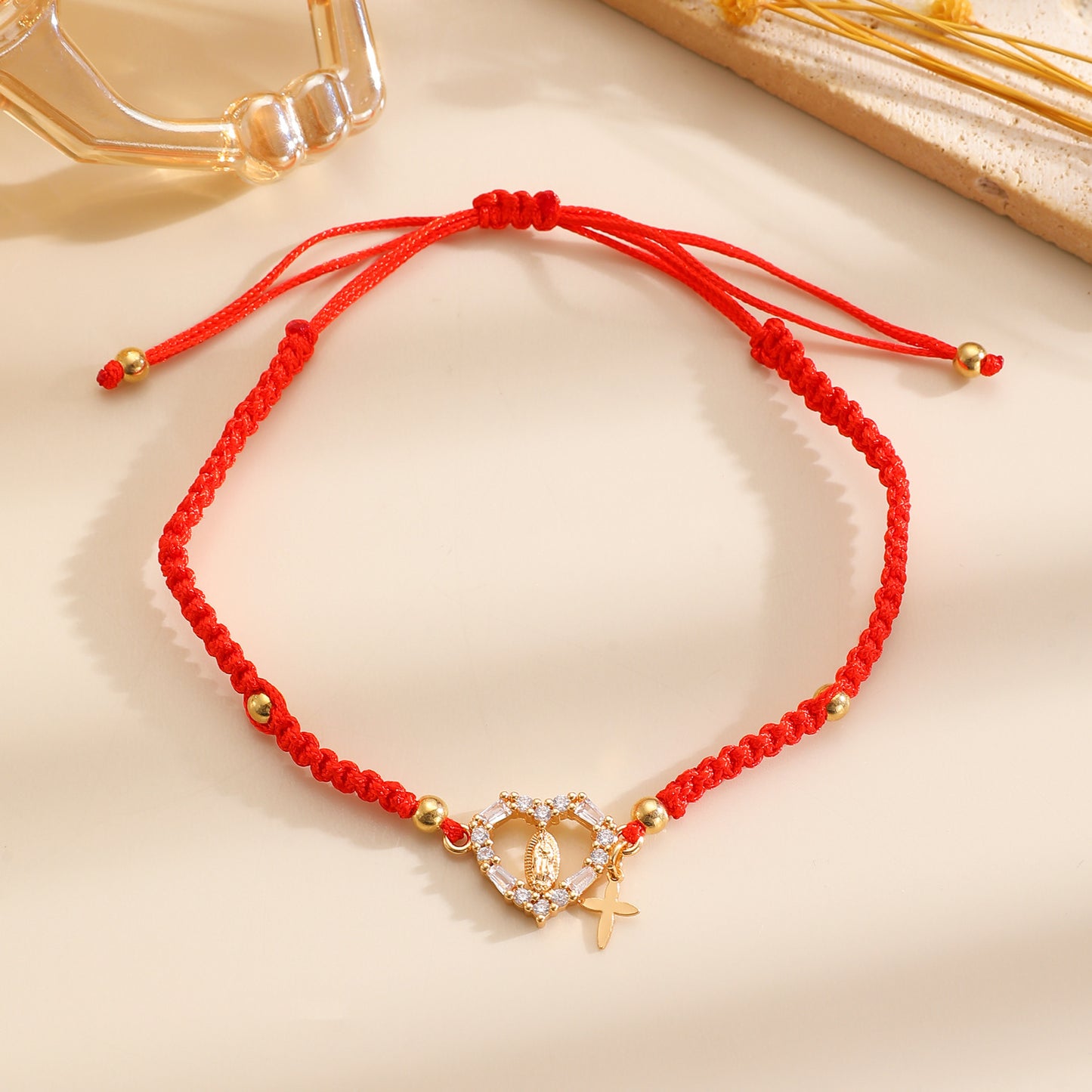 Virgin Mary Loving Heart Zircon Woven Female Bracelet