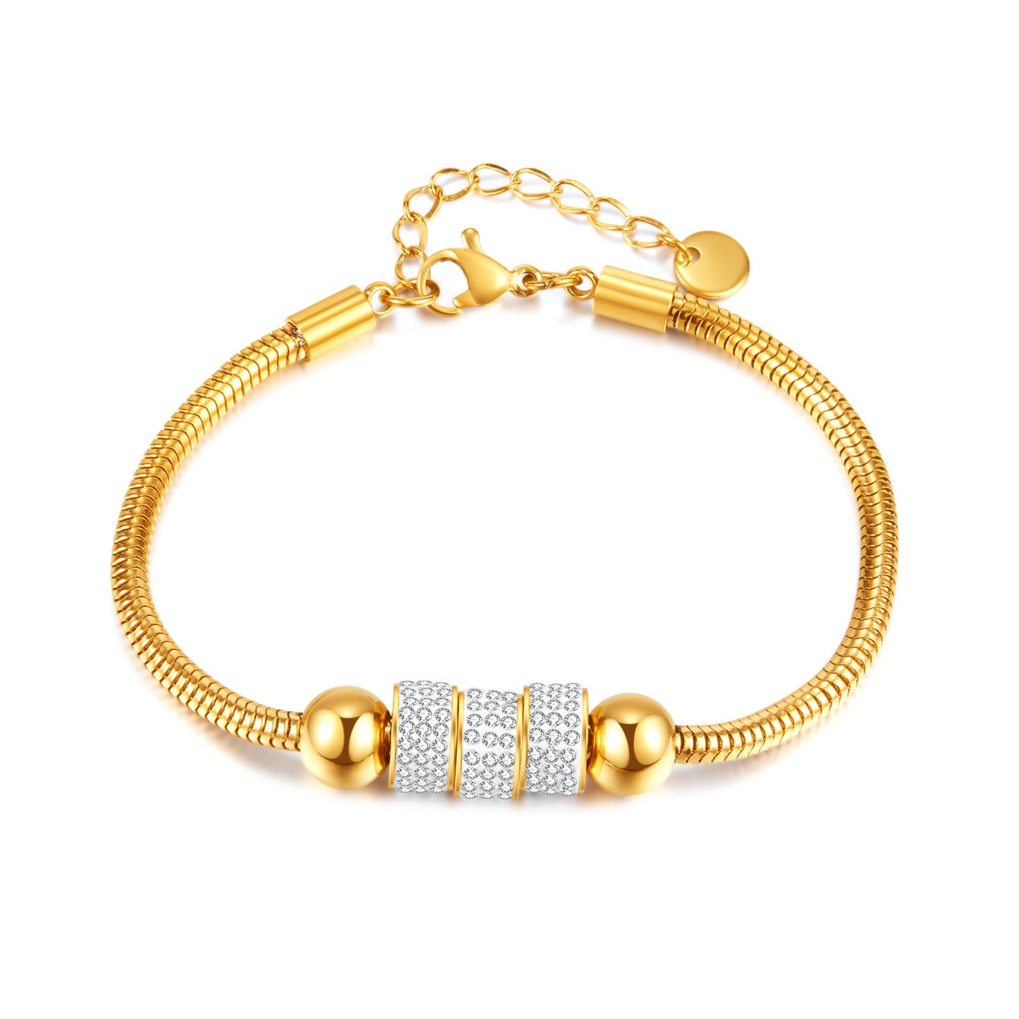 Luxury Fashion Refined Rhinestone Personality Snake Bones Chain Simple Titanium Bracelet