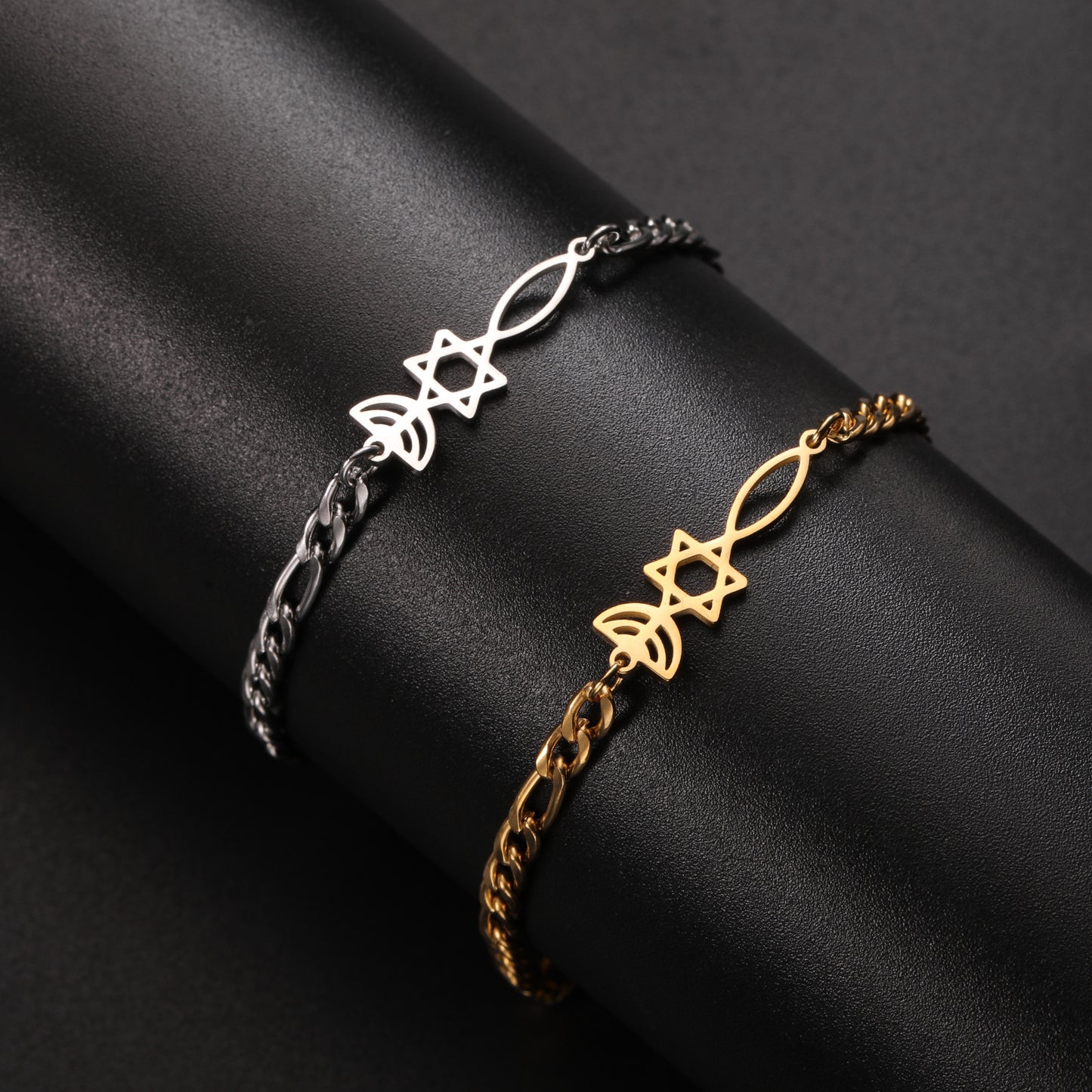 Titanium Steel Hollow Six-pointed Star Fish Bracelets