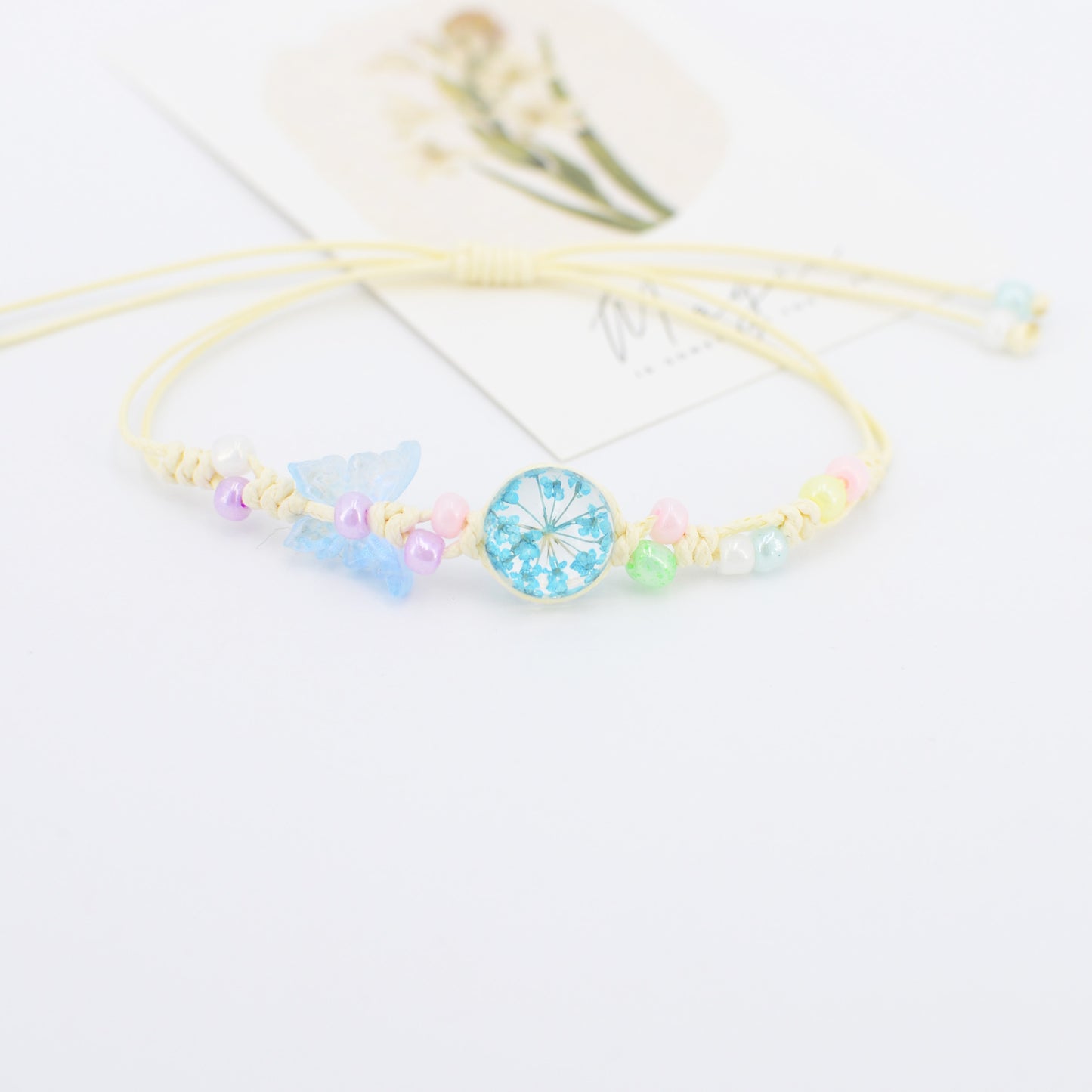 Dried Flower Preserved Fresh Real Butterfly Bracelet
