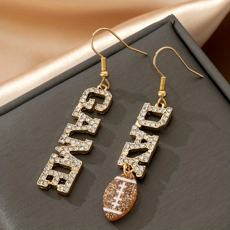 Fashion Full Inlaid Zircon Sports Creative Rugby Letter Earrings