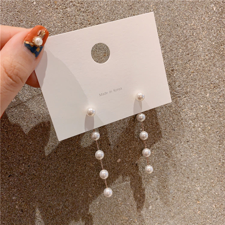 Women's Sier Fashion Elegant Pearl Long Suitable For Earrings