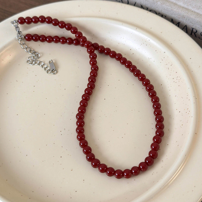 Red Beaded High Sense Temperament Clavicle Necklaces