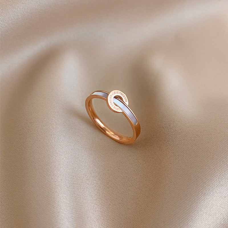 Women's White Shell Mother Rose Gold Cold Rings