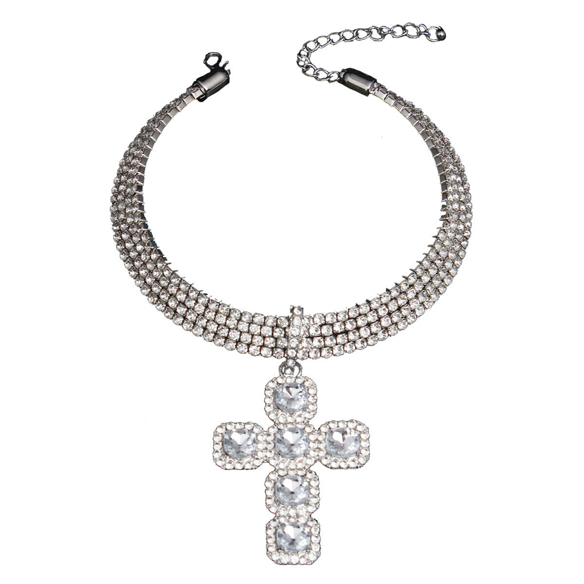 Fashion Personality Rhinestone Cross Exaggerated Female Collar