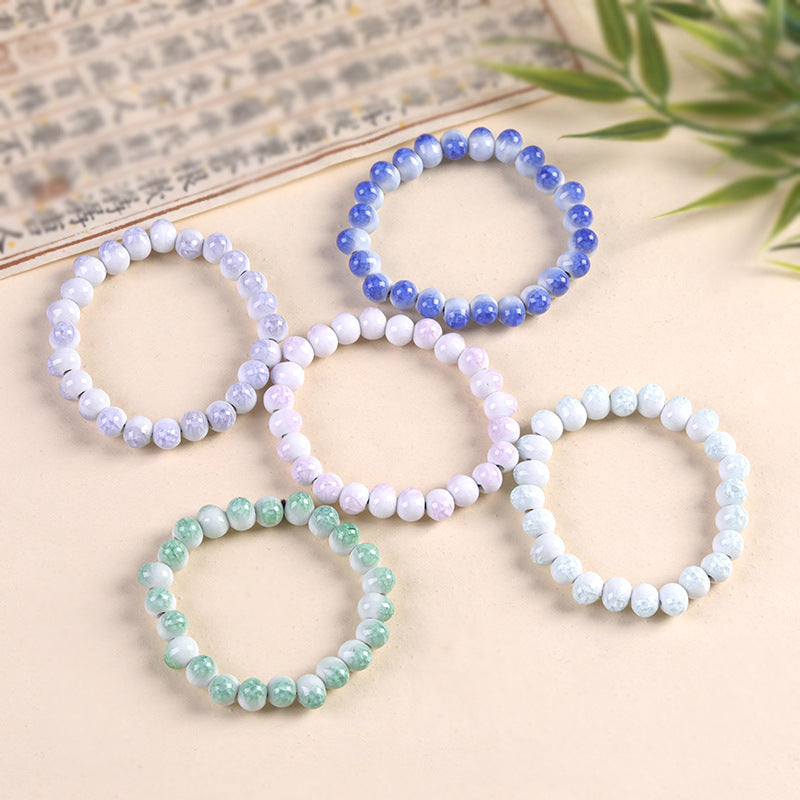 Women's Ceramic Beaded Fresh Color Single String Bracelets