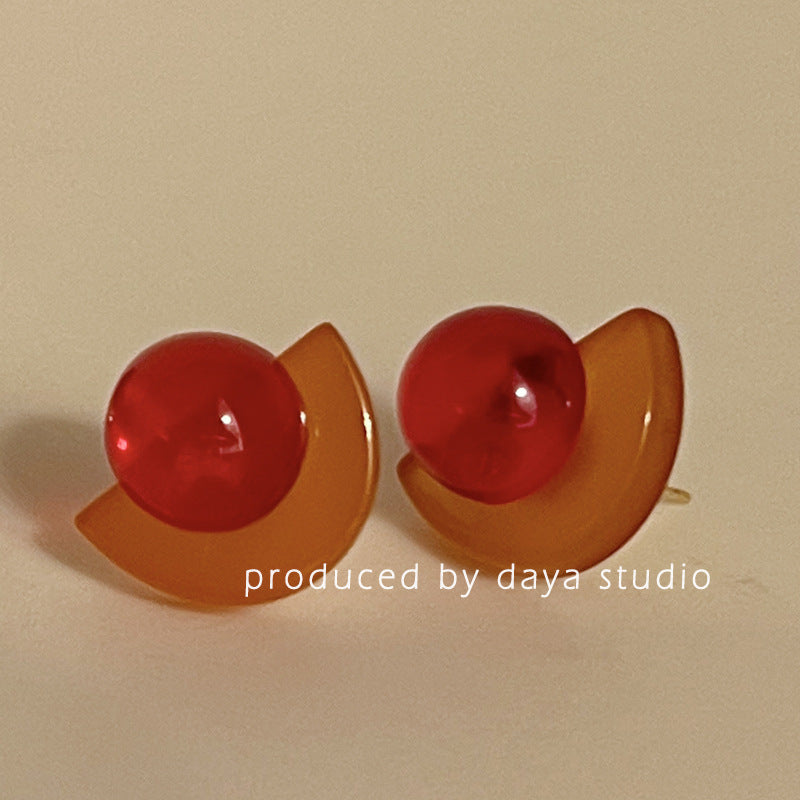 Retro Acrylic Jelly Round Contrast Fashion Earrings