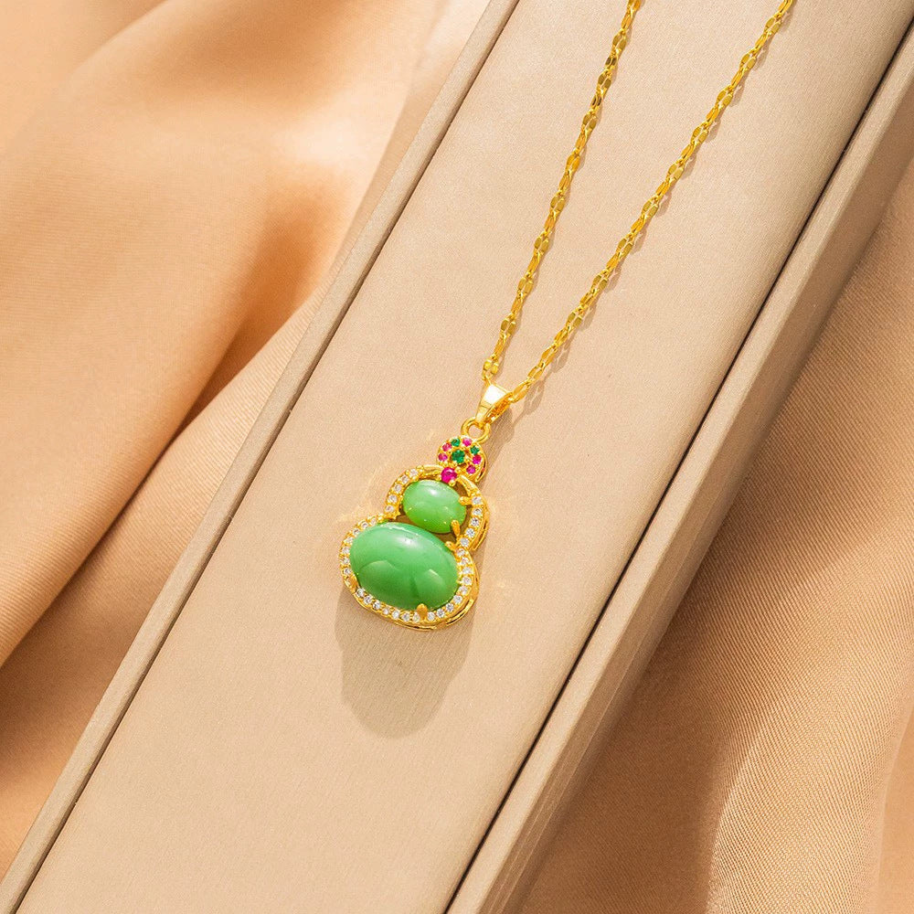 High Ice Chalcedony Buddha Titanium Steel Female Clavicle Necklaces
