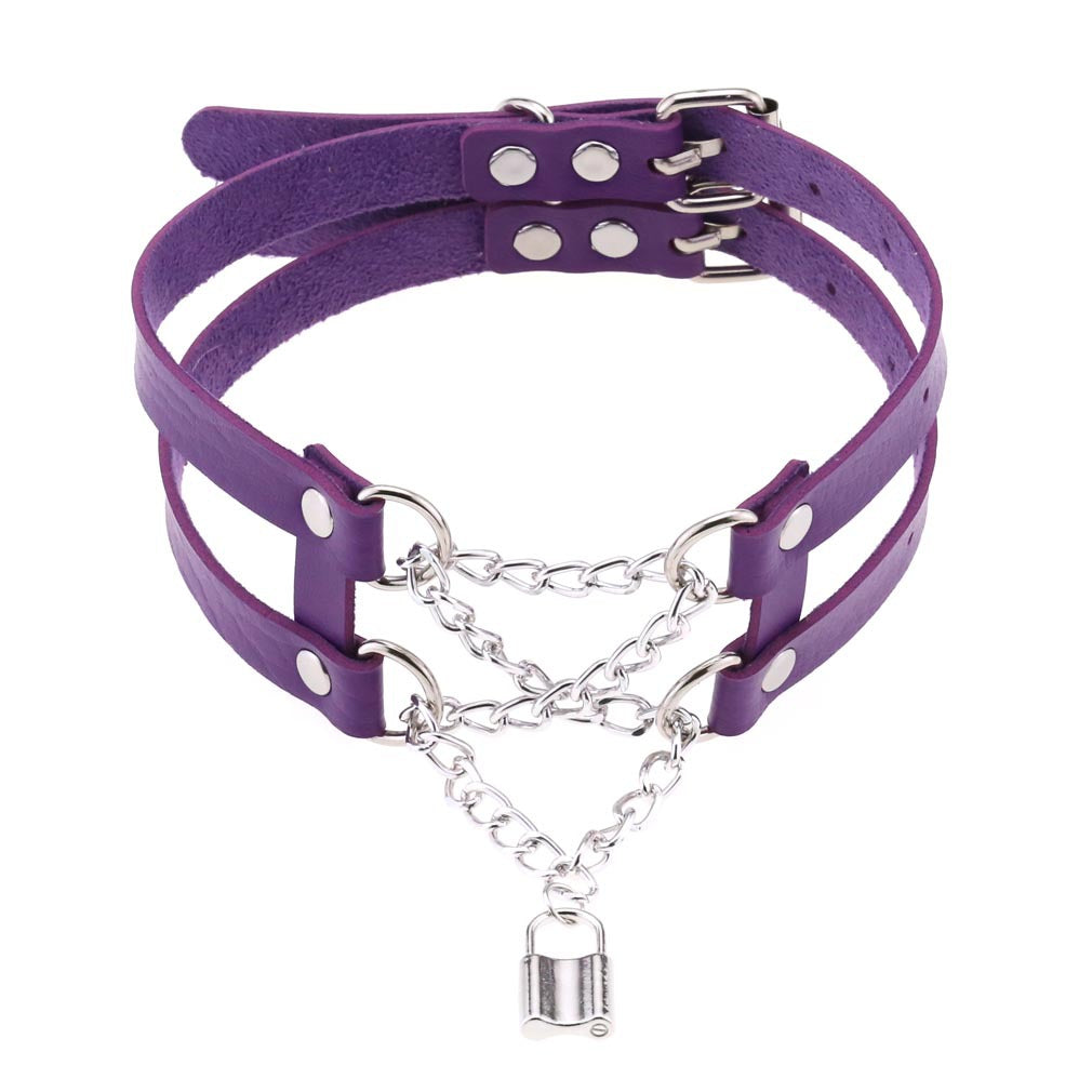 Temperament Double Row Line Chain Brain Teaser Neckband Sexy Lock Necklaces
