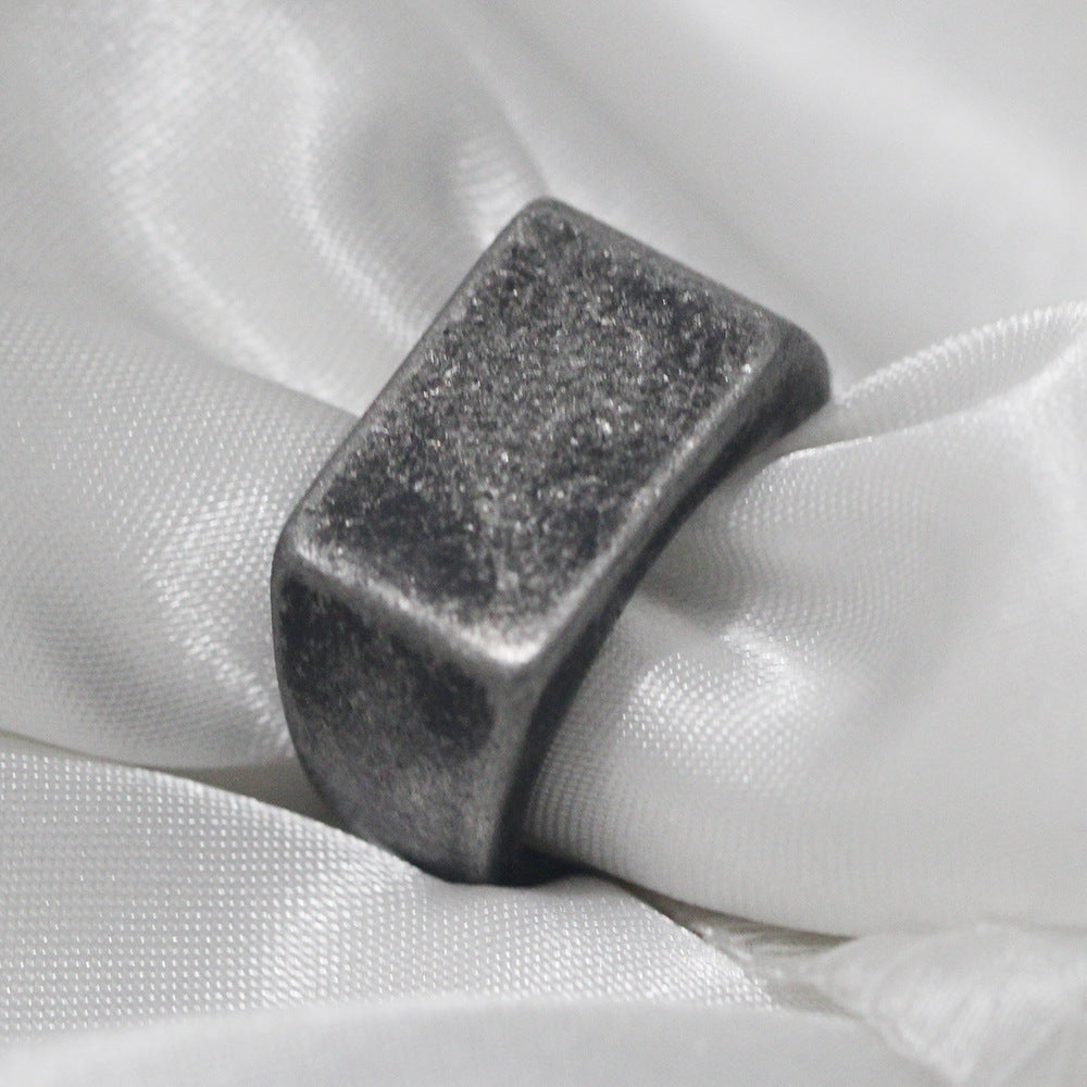 Fashion Simple Glossy Rectangular Stainless Steel Ring