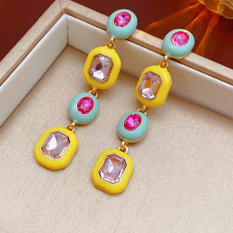 Women's Dripping Oval Tassel Exaggerated Personalized Sweater Chain Jewelry Set