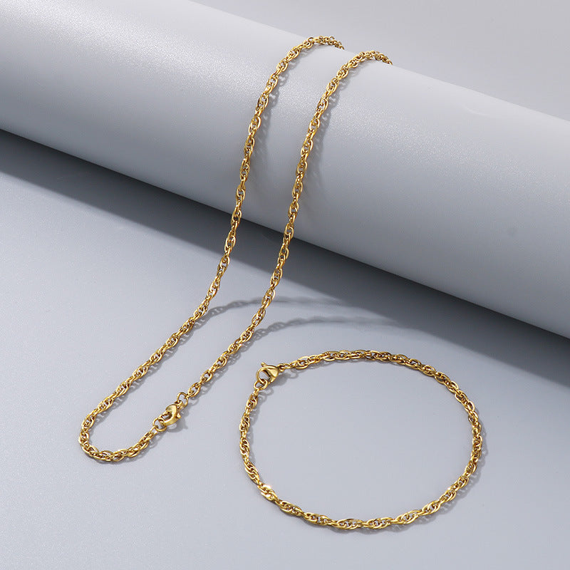 Women's & Men's Square Line Hemp Flowers Chain Simple Choker Titanium Steel Woven Necklace