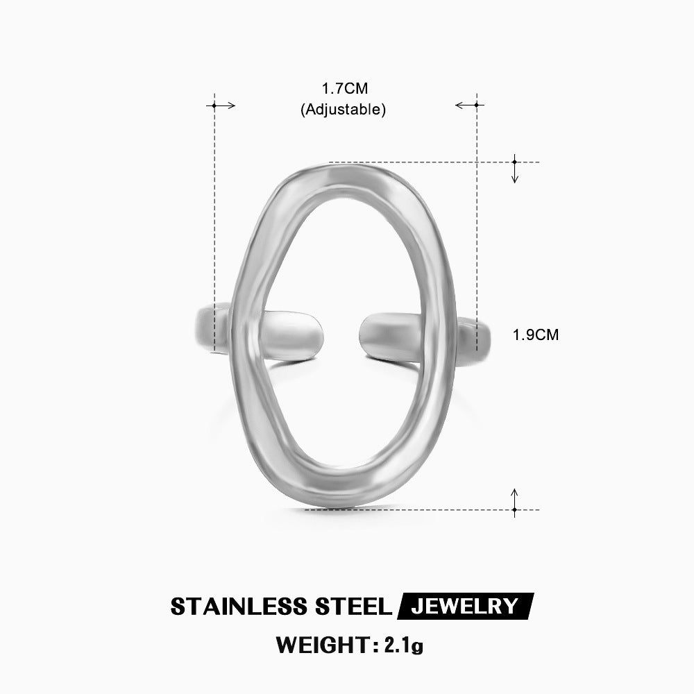 Steel Female Hollow Geometry Irregular Oval Ring