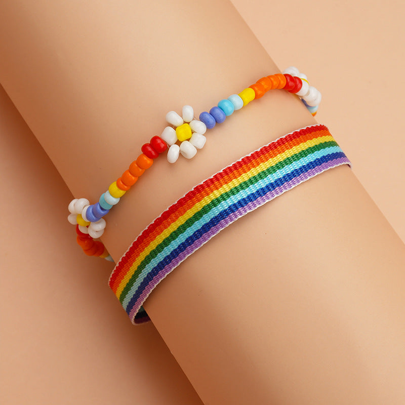 Women's Popular Rainbow Series Ethnic Style Bead Bracelets