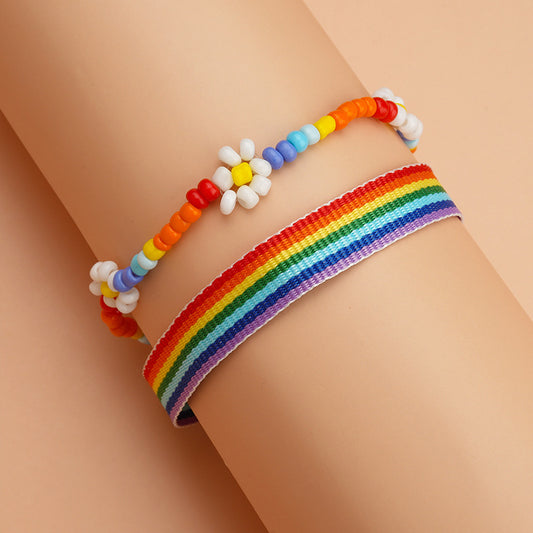 Women's Popular Rainbow Series Ethnic Style Bead Bracelets