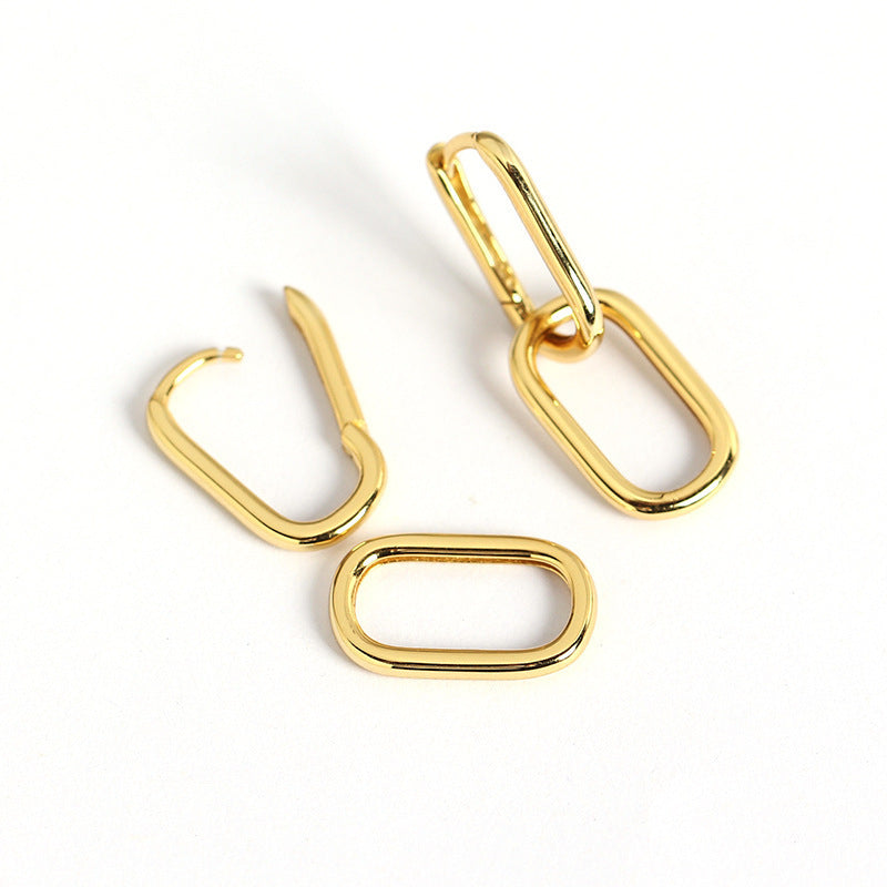 Oval U-shaped Ear Clip Niche Double Design Sense Frosty Style Earrings