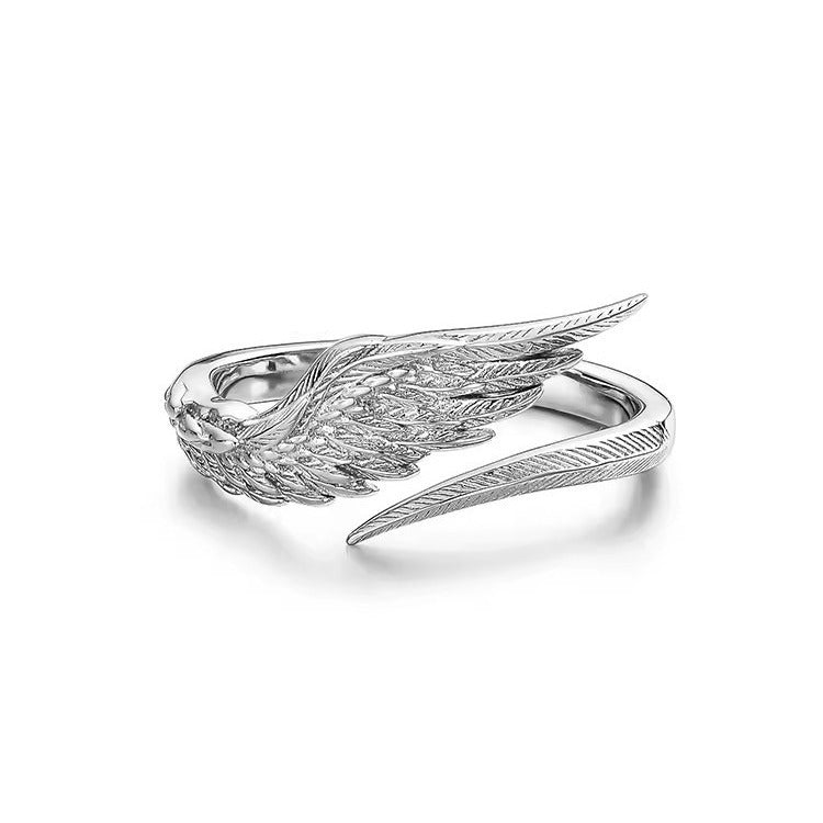 Women's & Men's Trendy Couple Feather Simple Gift Sterling Ring