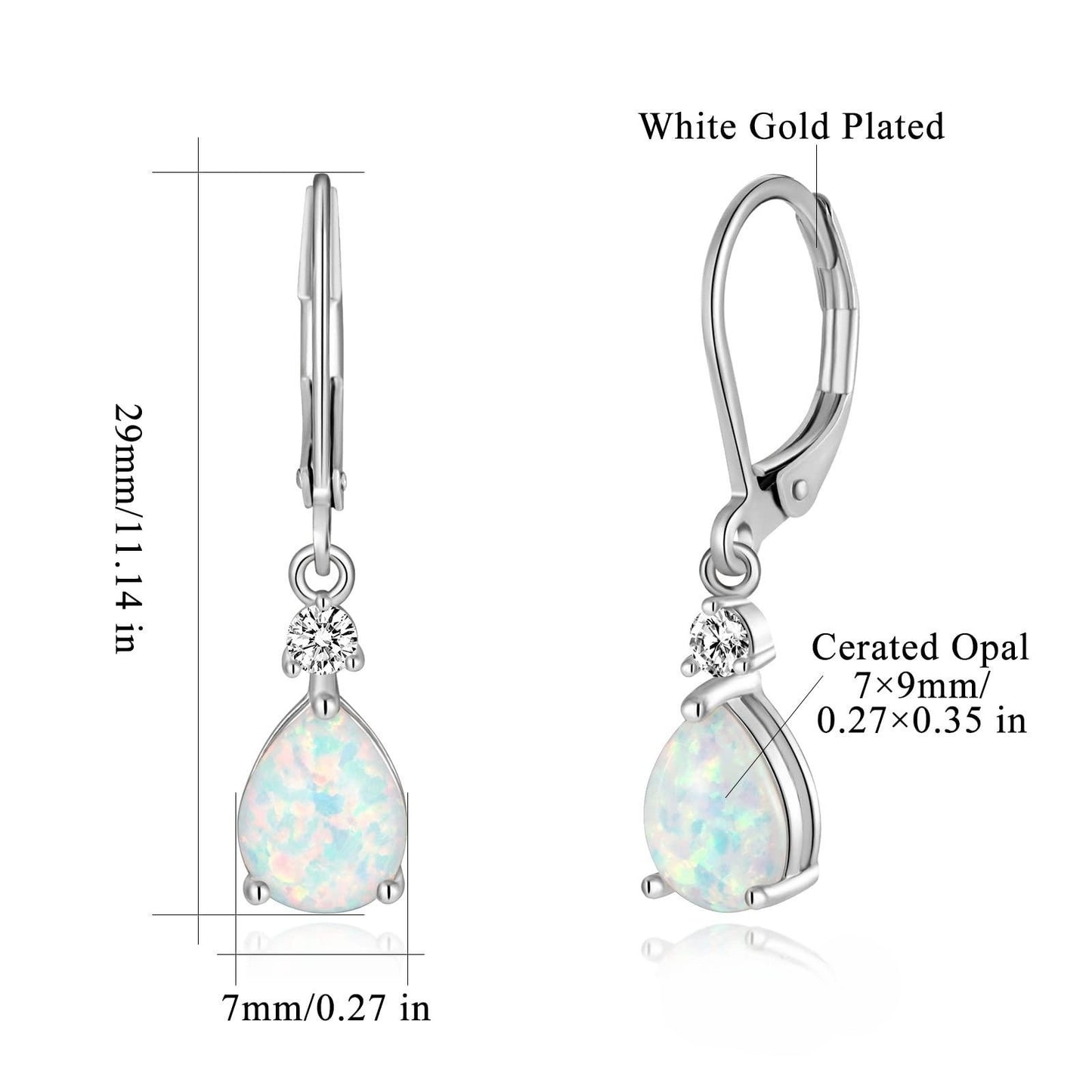 Women's Popular White Opal Drop Single Stud Earrings