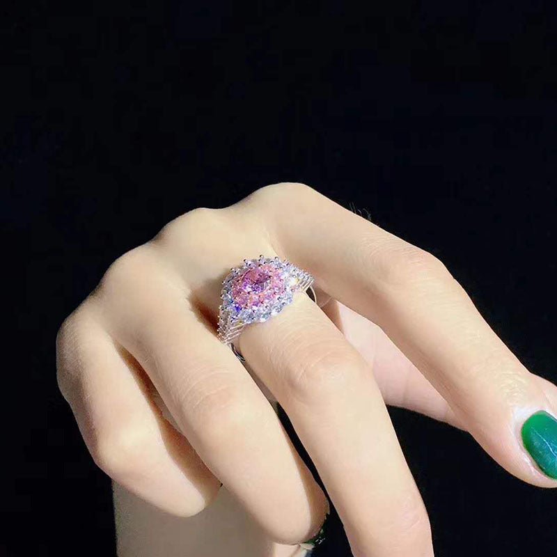 Pink Crystal Retro Exquisite Zircon Design Jewelry Set