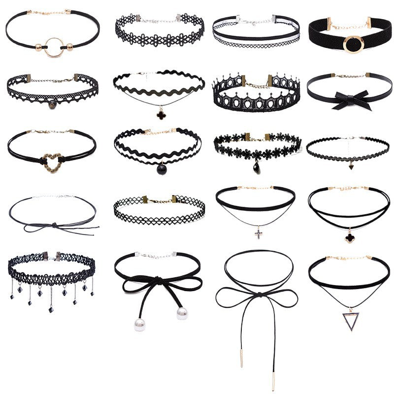 Women's Vintage Veet Band Lace Short Clavicle Chain Neck Punk Necklaces