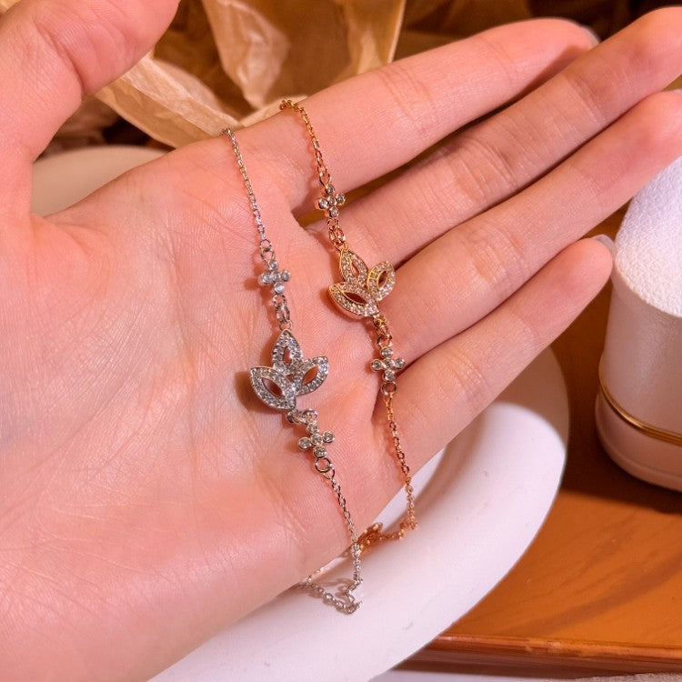 Women's V Gold Lucky Clover Full Diamond High-grade Bracelet