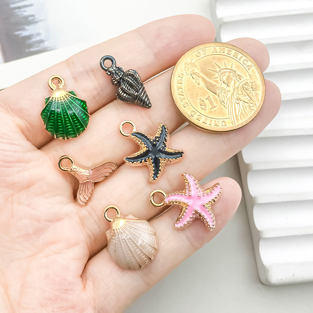 Colorful Oil Alloy Simulation Marine Conch Pendants