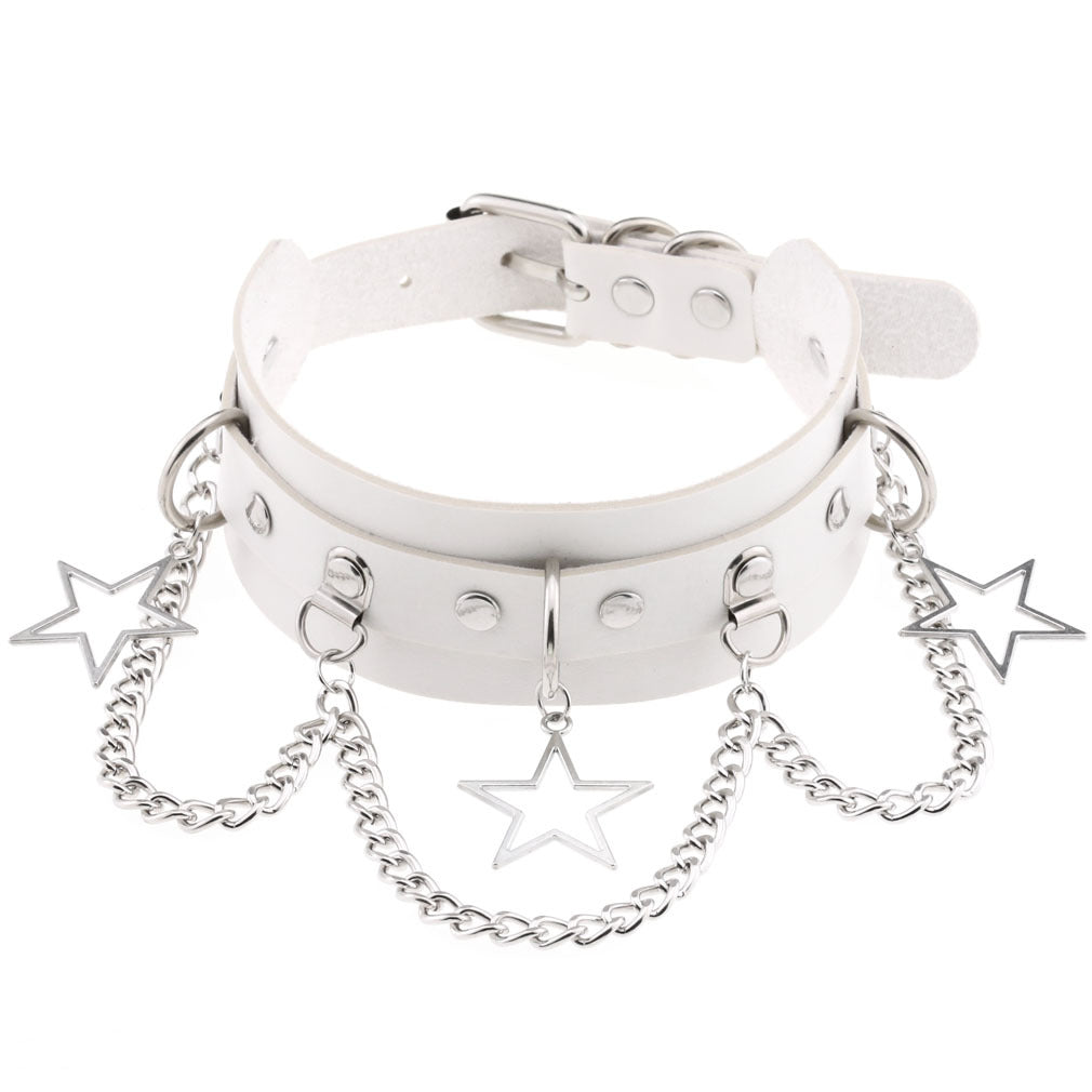 Street Shooting Nightclub Five-pointed Star Chain Clavicle Neck Bandana Collar