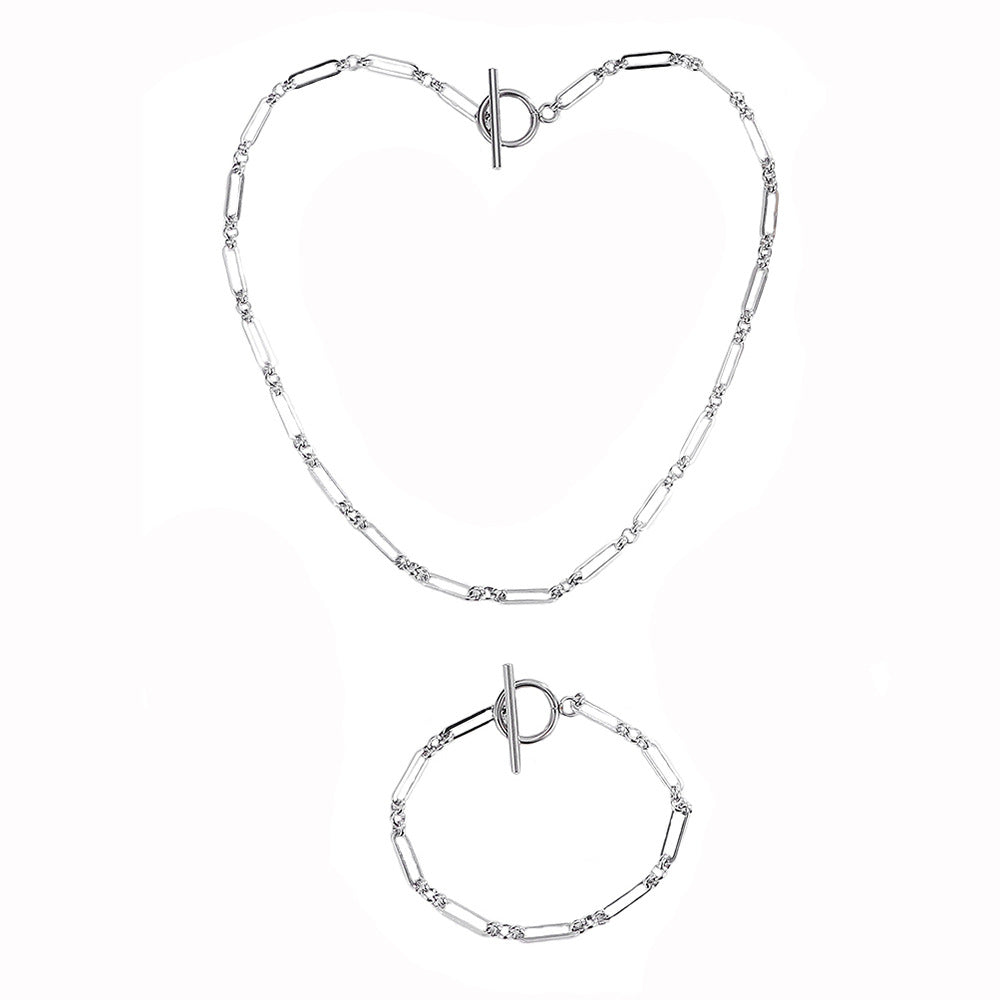 Fashion Waterproof Hard-wearing Metal Stainless Steel Handmade Chain Jewelry Set