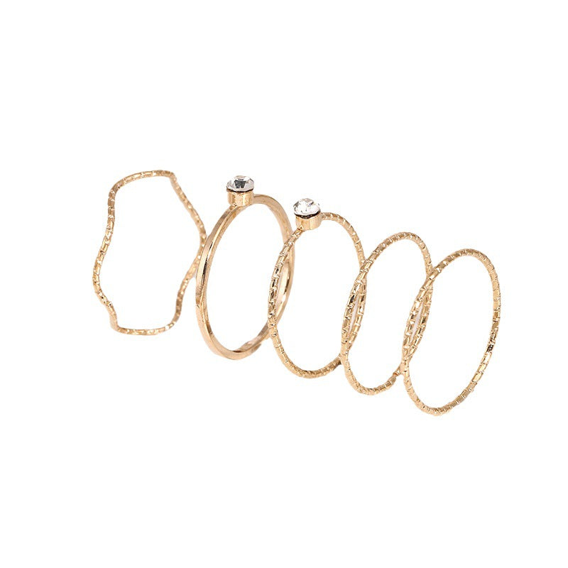 Simple Round Geometric Gold Sier Color Rings