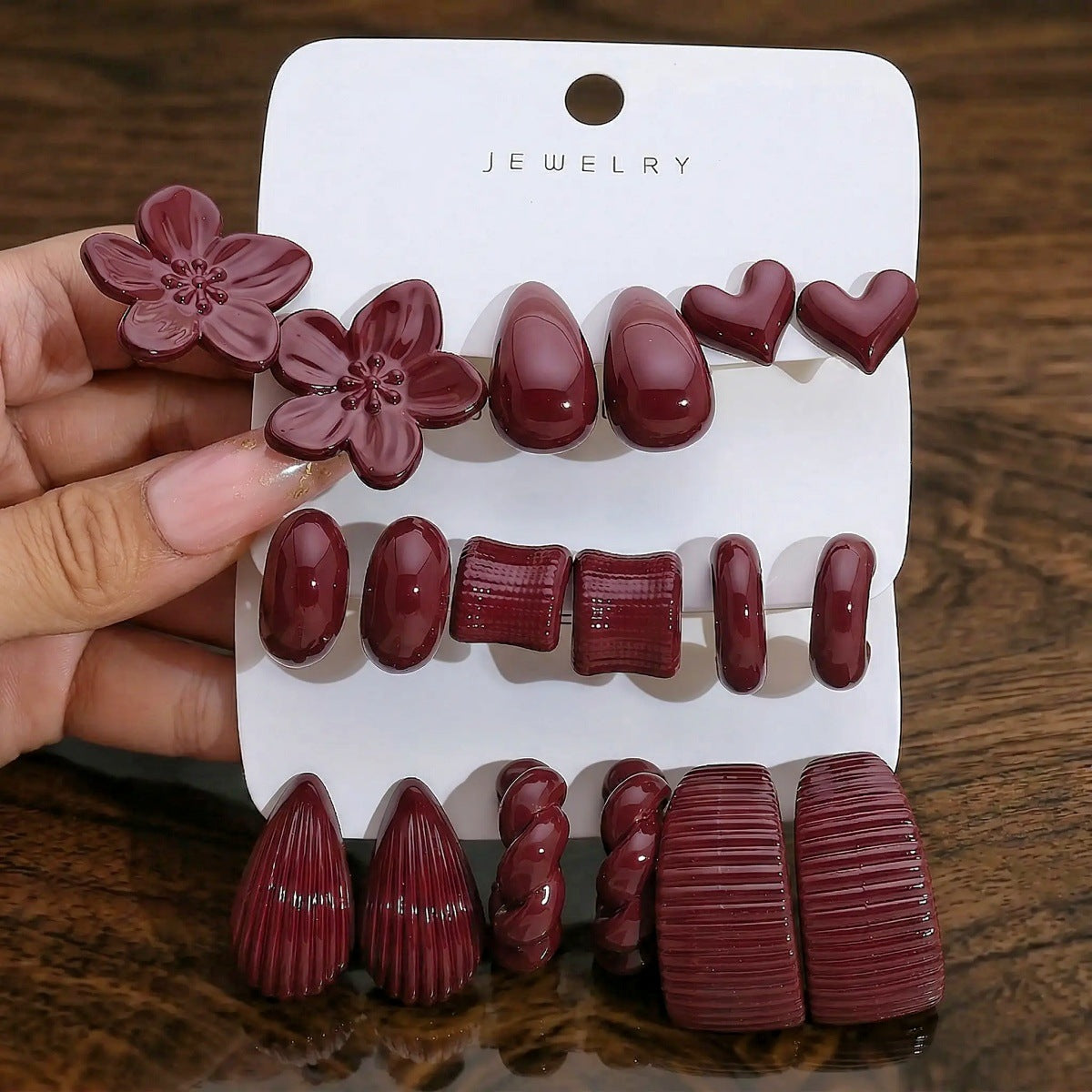Women's Red Acrylic Water Drop Geometry Type Boutique Trendy Sets Of Earrings