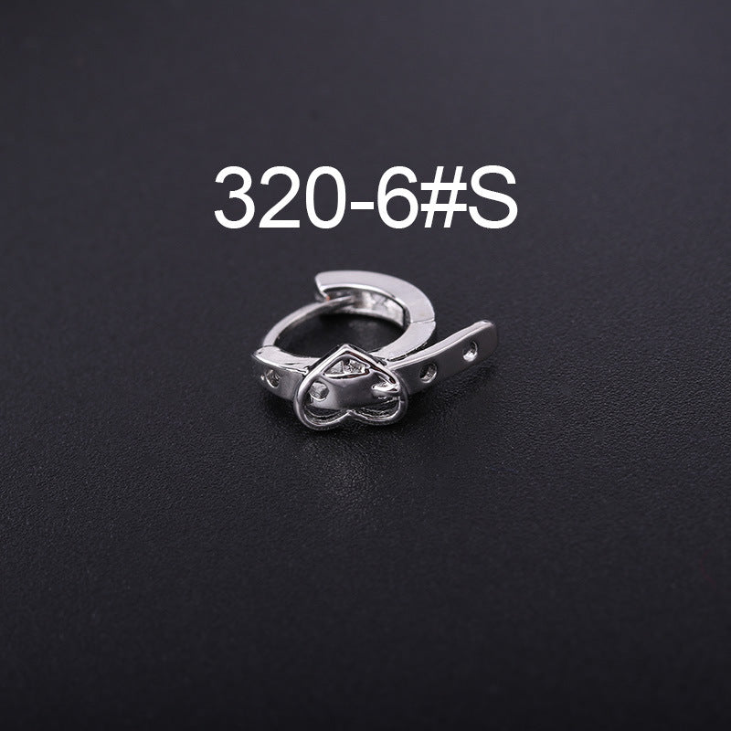 Korean Style Fashion Mini Zircon Small Piercing Star Moon Asymmetric Stud Earrings