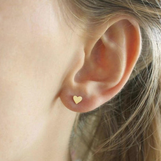 Women's Heart Simple Stainless Steel Gold-plated Peach Earrings