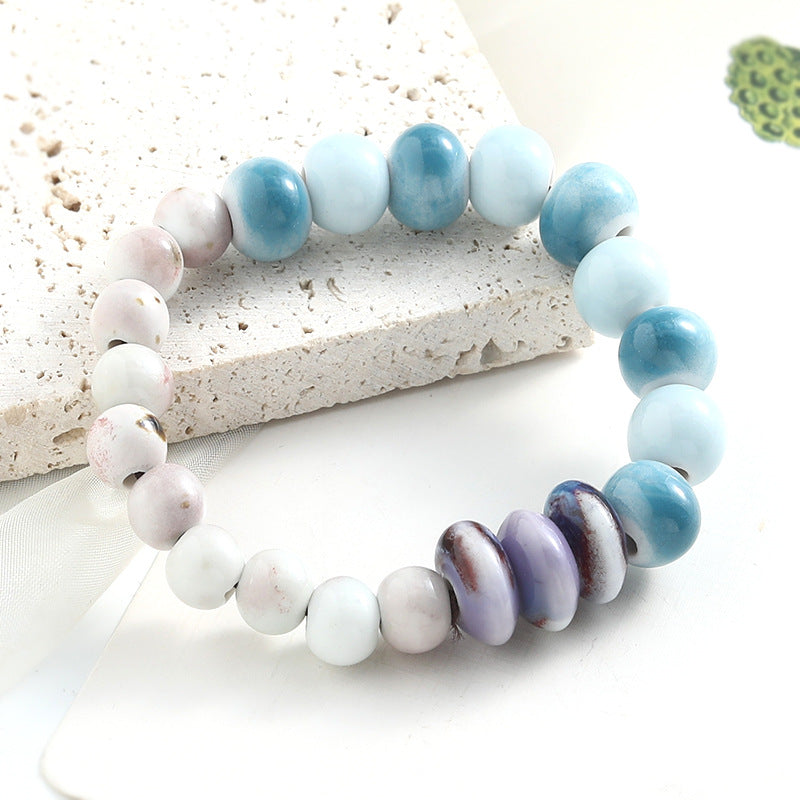 Chinese Ceramic Conch Turtle Beaded Single String Bracelets