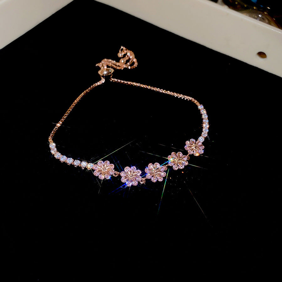 Women's Korean Geometric Round Zircon Light Luxury High-grade Stylish Simple Bracelets