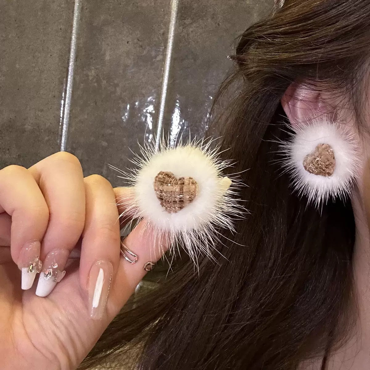 Classic Style Plush Atmosphere Milk Tea Earrings