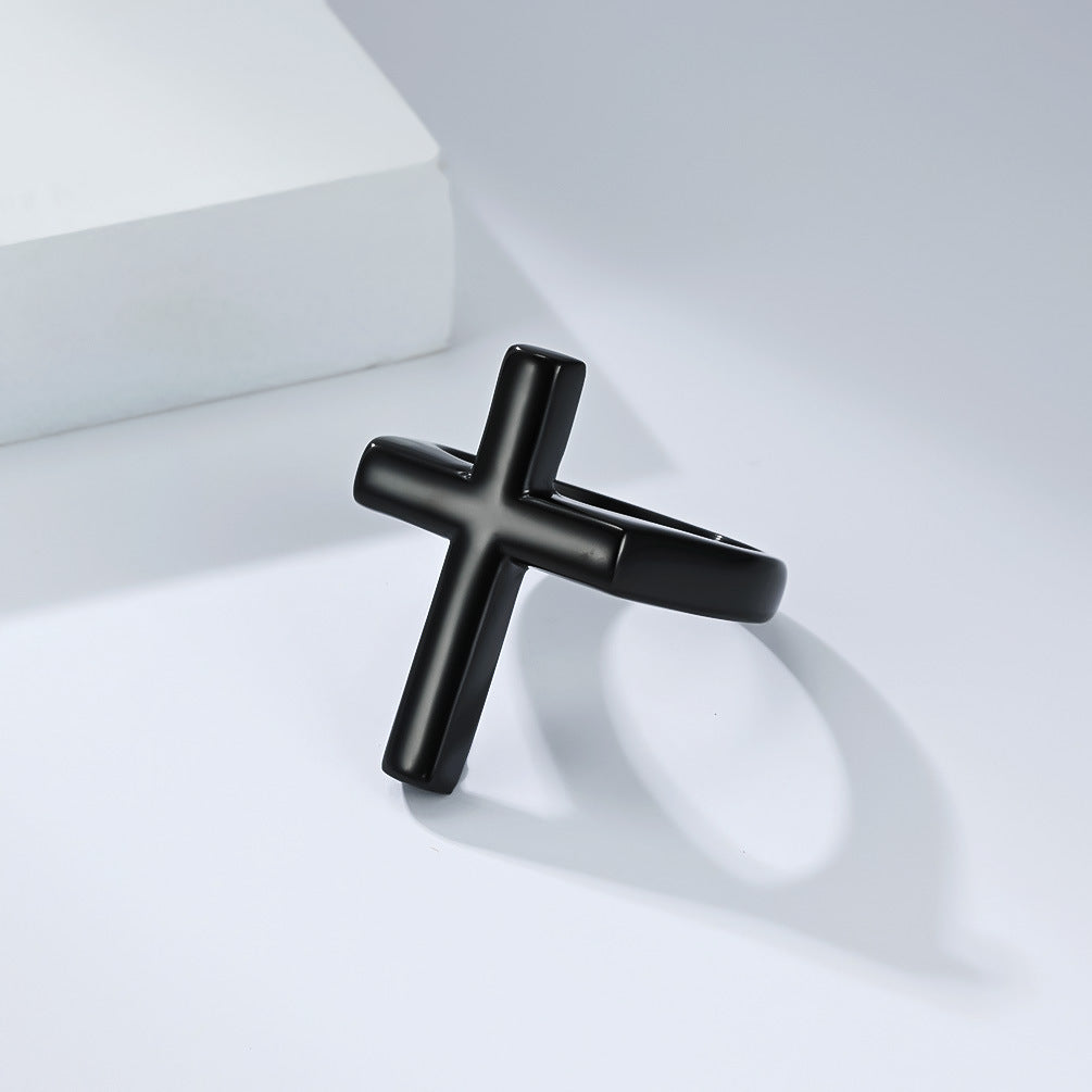Men's Titanium Steel Cross Design Stainless Forefinger Rings