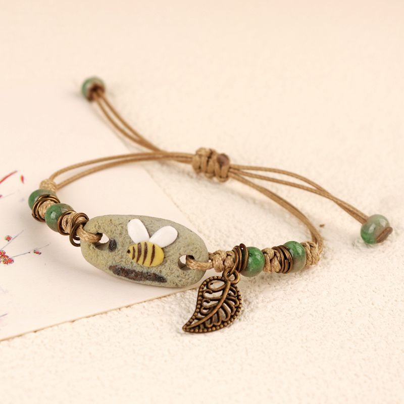 Handmade Pinch Ceramic Woven Mori Style Small Fresh Adjustable Vintage Pendants