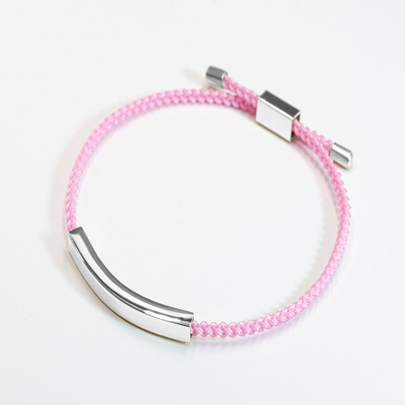 Steel Engraved Hollow Tube Couple Adjustable Inspirational Bracelets