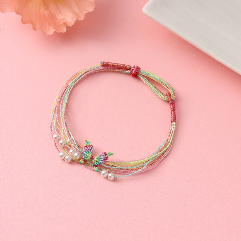 Children's Colorful Braided Rope Wrist String Safe Red Bracelet