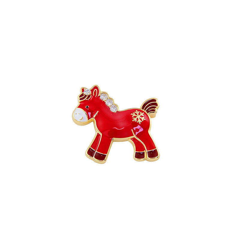 Red Pony Brooch Design Sense Niche Brooches
