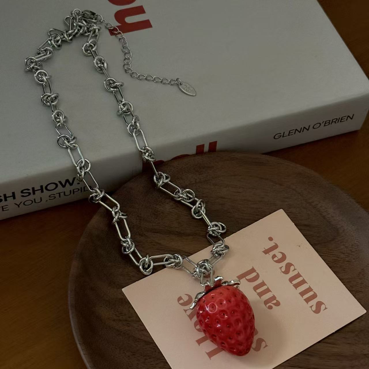Red Three-dimensional Strawberry Female Sweet Cute Graceful Hairpin Clavicle Necklace