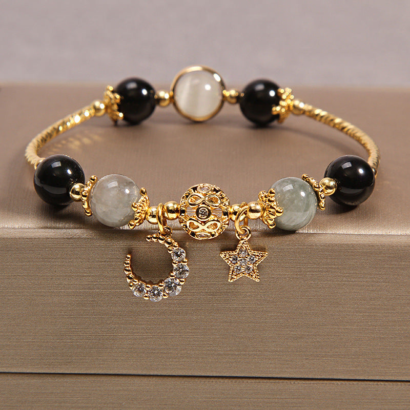 Natural Moonstone Crystal Female Strawberry Quartz Star Bracelets