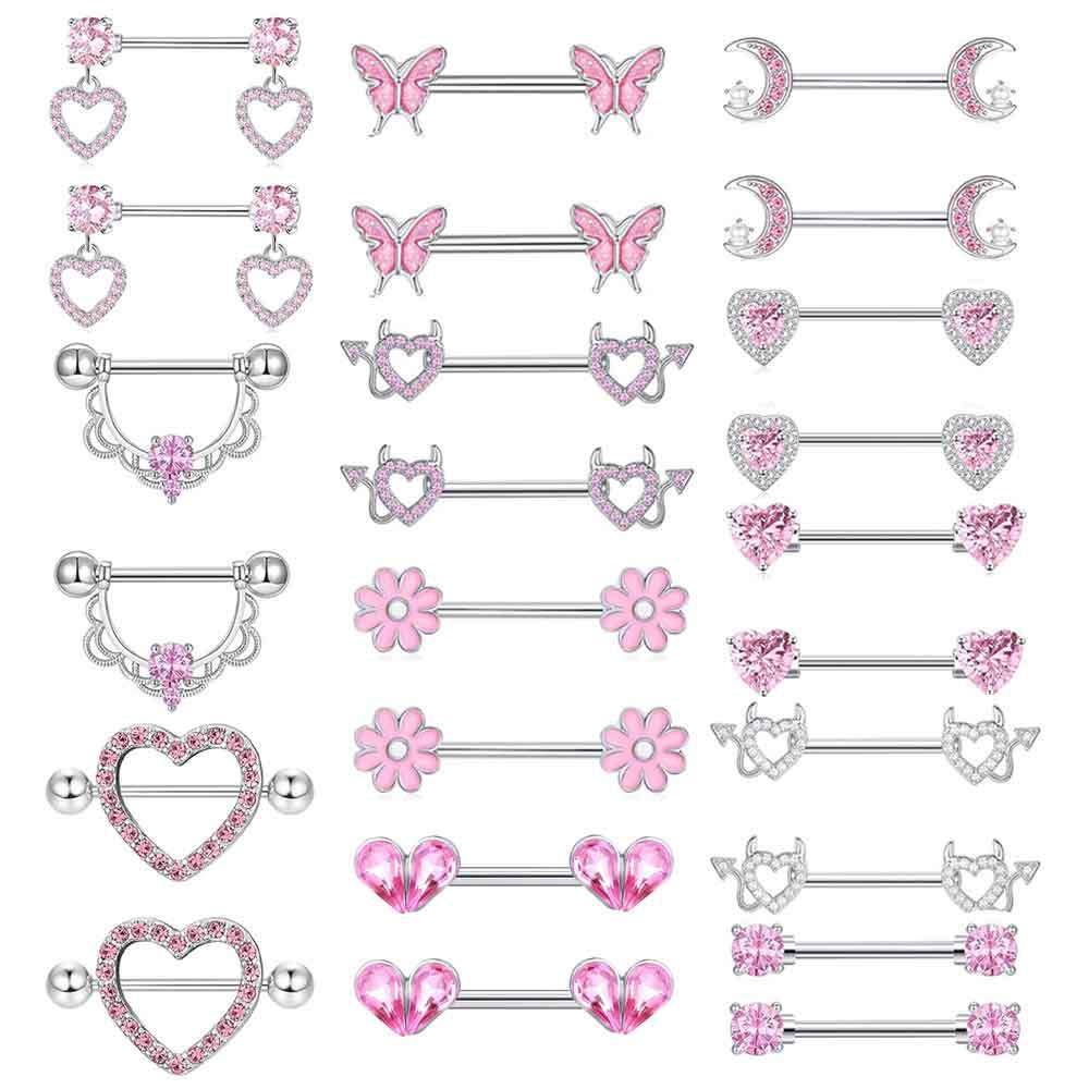 Series Nipple Heart-shaped Chest Stainless Steel Rings