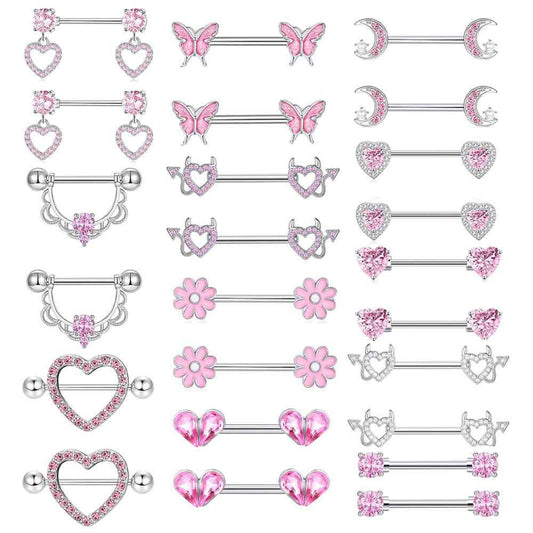 Series Nipple Heart-shaped Chest Stainless Steel Rings