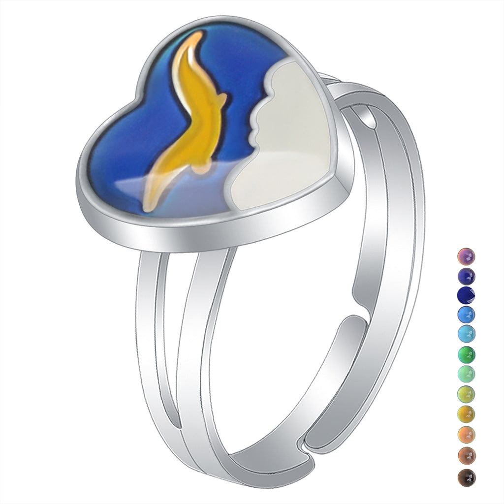 Fashion Sweet Heart Love Temperature Change Ring