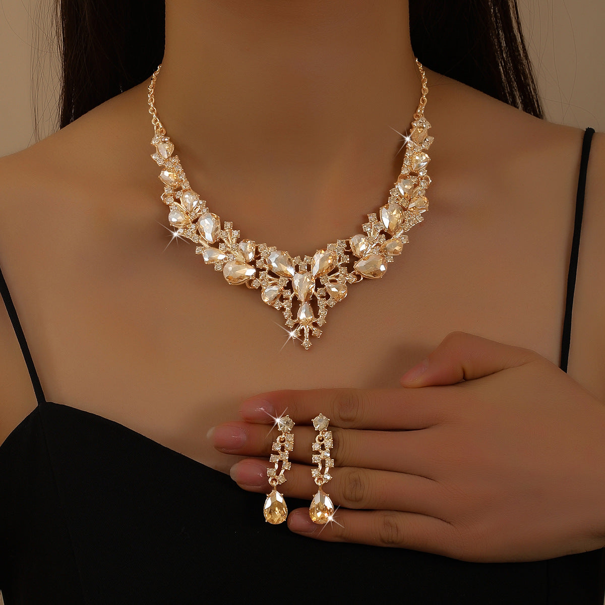 Bridal Crystal Wedding Dress Evening Banquet Earrings