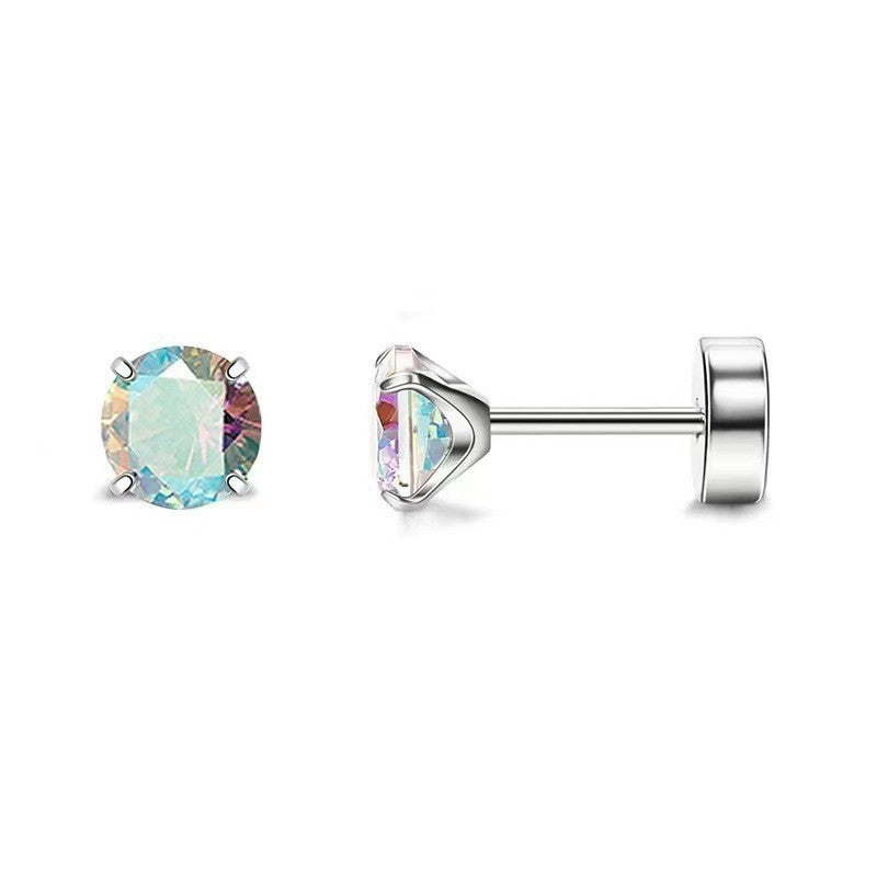 Super Flash Stainless Steel Zircon Advanced Sense Stud Earrings