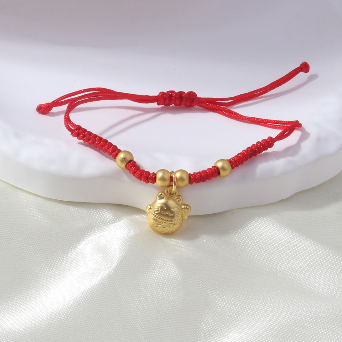 Braided Red Rope Auspicious Language Butterfly Fortune Cat Safe Joy Bracelets