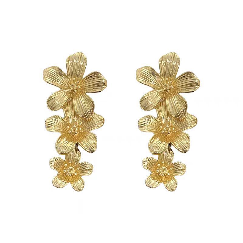 Metal Style Elegant Flower Tassel Temperament Earrings