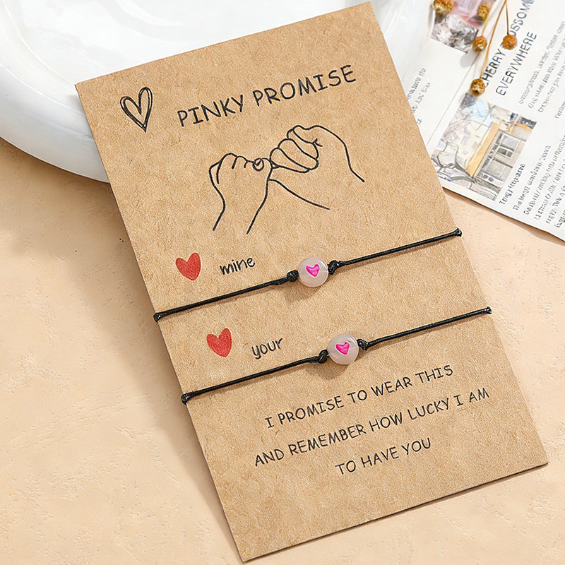 Lucky Beads Friendship Couple Drag Hook Card Adjustable Carrying Bracelet